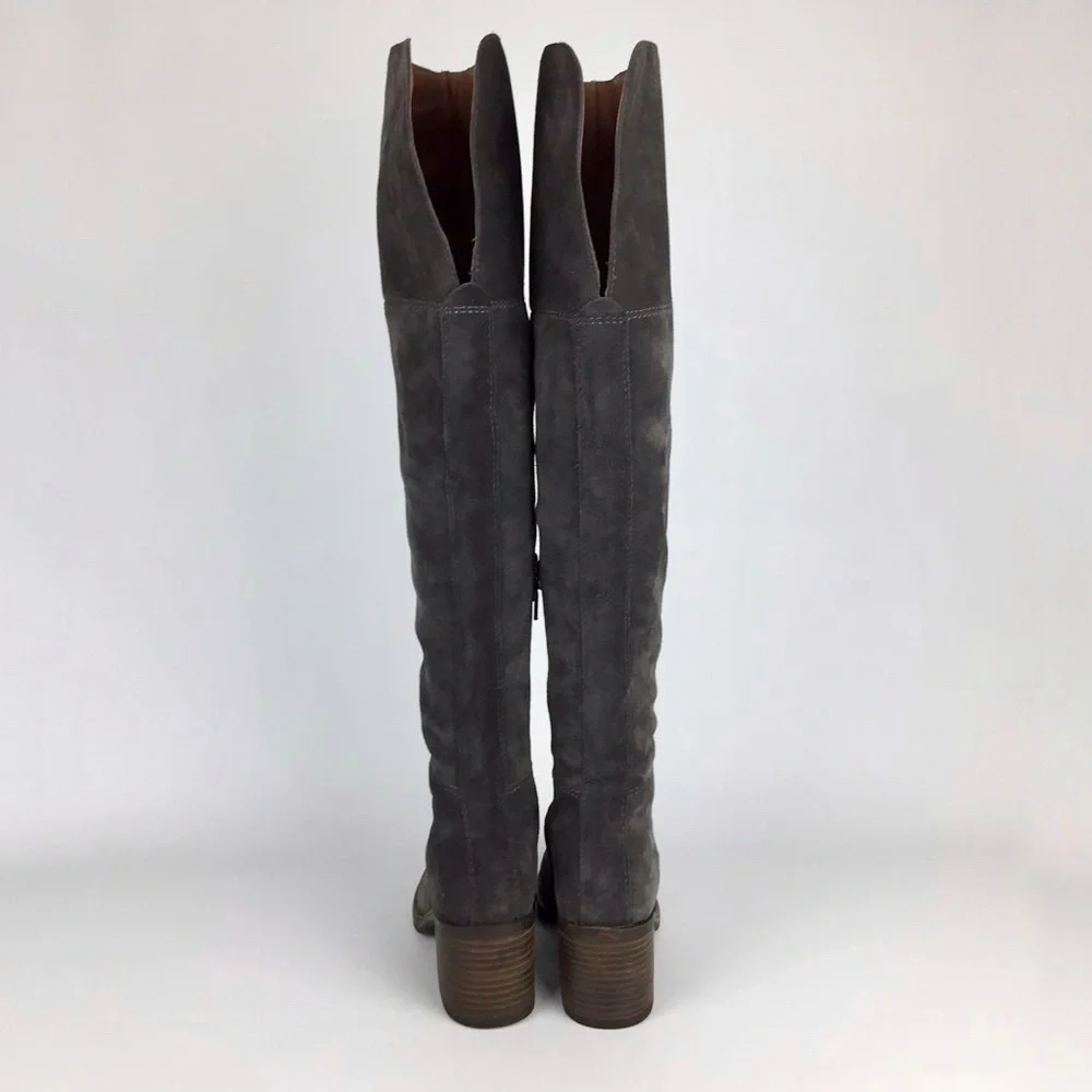 Lucky Ramsden Gray Suede Over the Knee OTK Heeled Boot 6